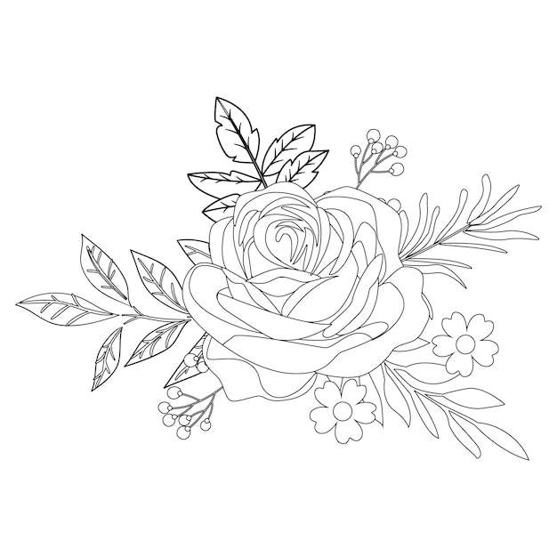 black and white flower coloring page