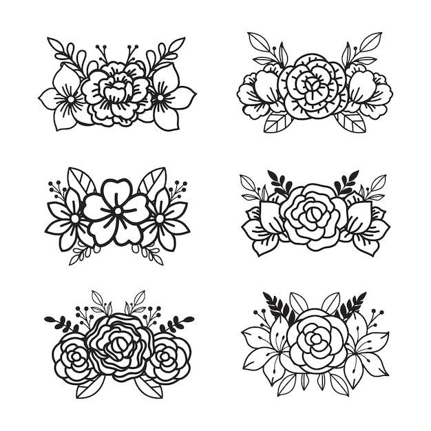 Black and white flower design elements