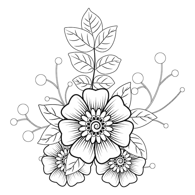 Black and white flower mandala coloring page