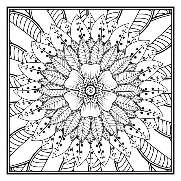 Black and white flower pattern for adult coloring book