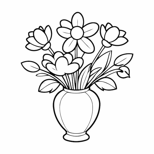 Vector black and white flowers illustration doodle artwork