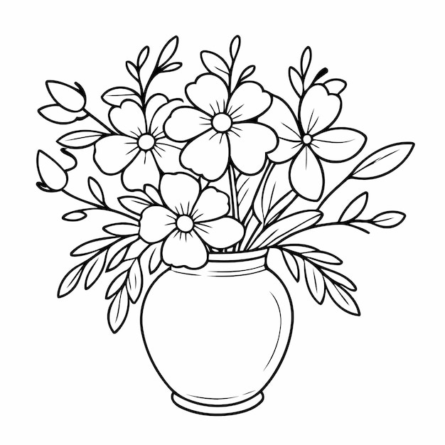 Vector black and white flowers illustration doodle vector