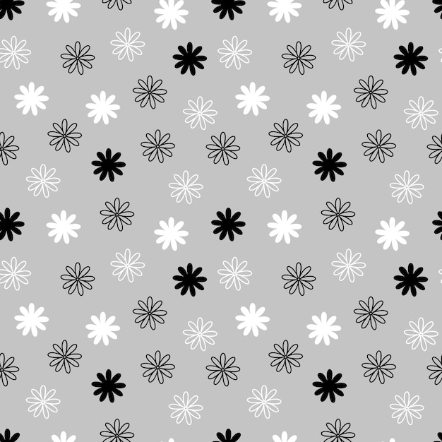 Black and white flowers simple seamless pattern ornament for textile fabrics gift paper card banner