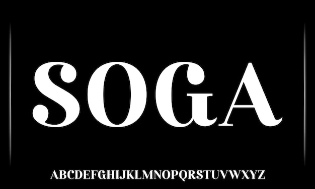 Vector a black and white font that says soga on it.