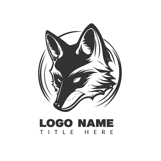 Black and white fox mascot logo vector illustration.