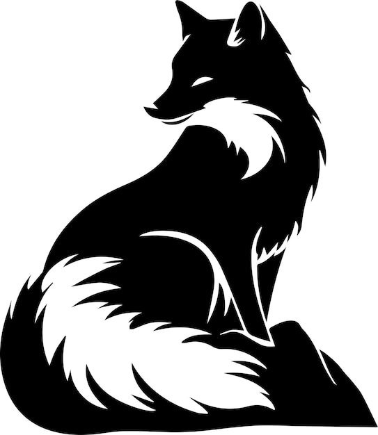 Черно-белый вектор лисы