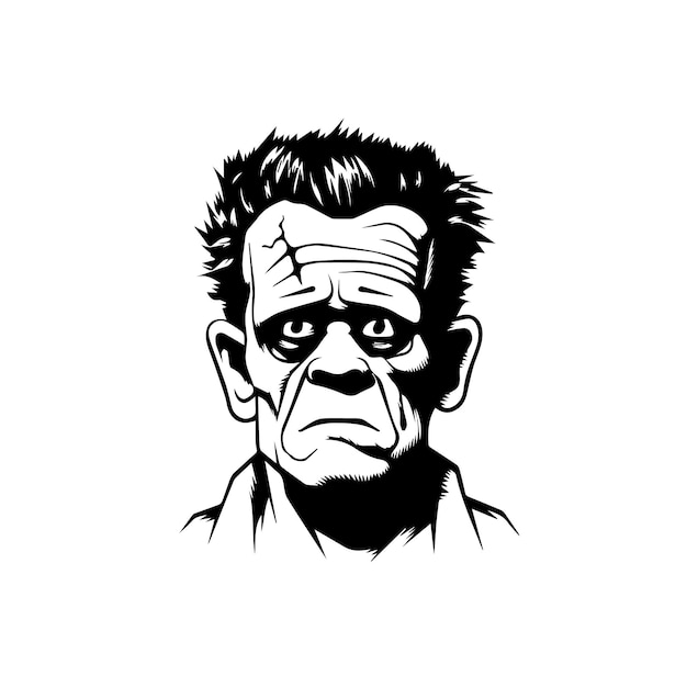 A black and white of a frankenstein's monster vector