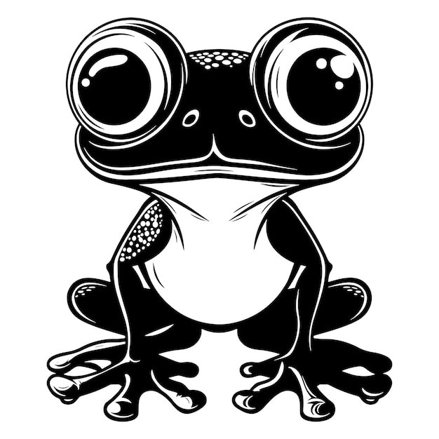 Vector a black and white frog vector illustration