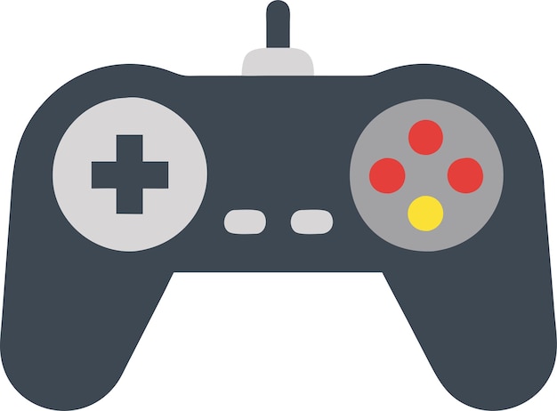 青と黄色のボタンを持つ黒と白のゲームコントローラー
