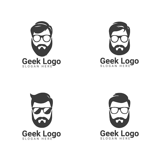 Set di logo maschile geek in bianco e nero