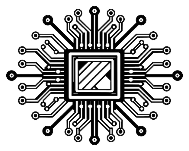 a black and white geometric design with a square in the middle