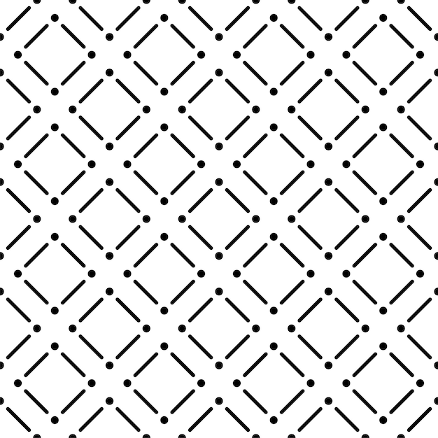 Black And White Geometric Line Dot Diamond Pattern