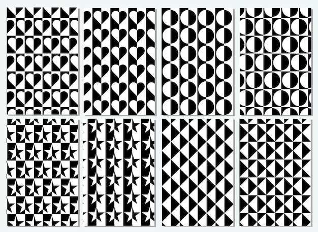 黒と白の幾何学模様のコレクション