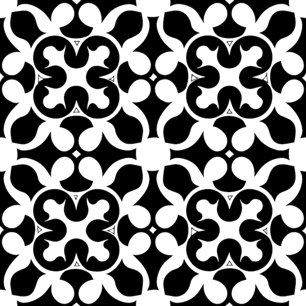 Black and White Geometric Tesselation Seamless Repeat Pattern Vector