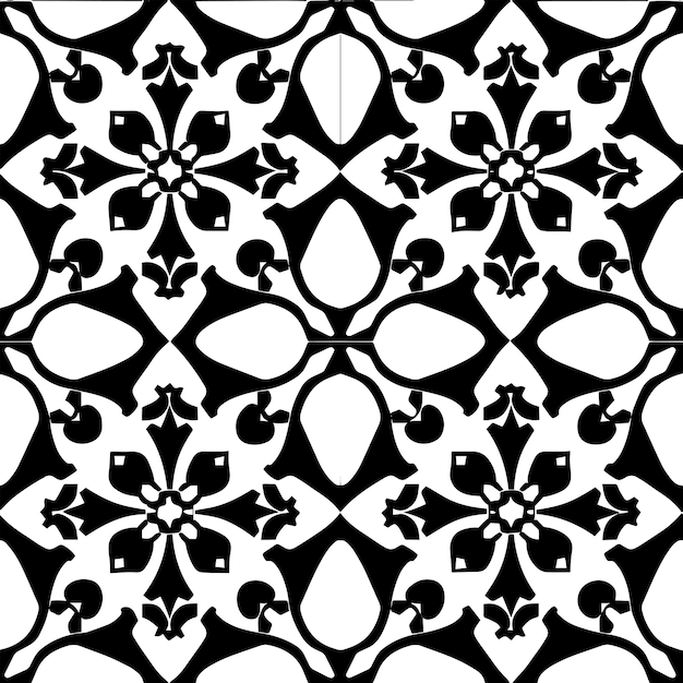 Vector black and white geometric tesselation seamless repeat pattern vector