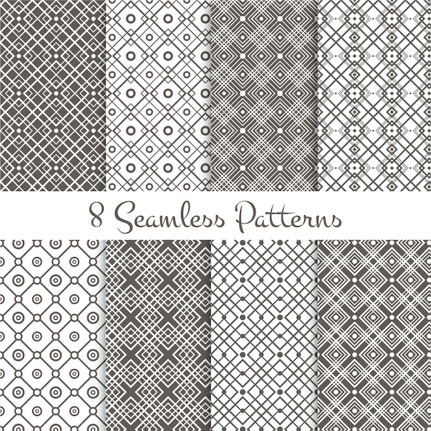 Black and white geometrical patterns set