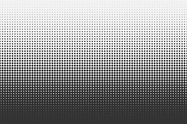 黒と白のグラデーションハーフトーンの背景。コミックスタイルのベクトルのシームレスなパターン。