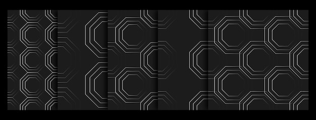 Vector black white gradient seamless pattern set 18