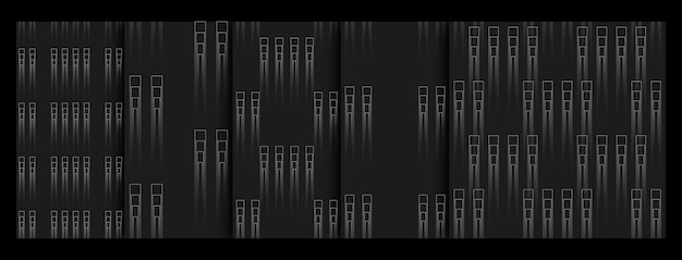 Вектор Черный белый градиент бесшовный набор шаблонов 39