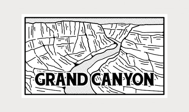 Premium Vector | Black and white grand canyon national park sticker.