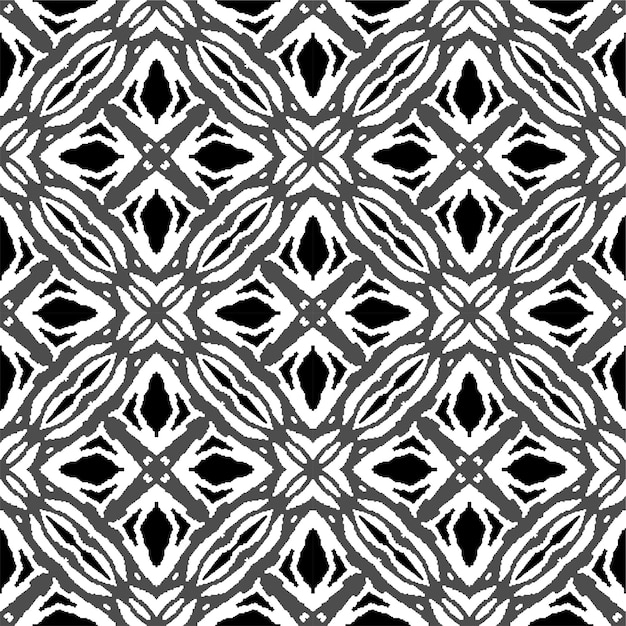 Motivo bianco nero e grigio tre colori senza cuciture in stile batik pronto per la stampa