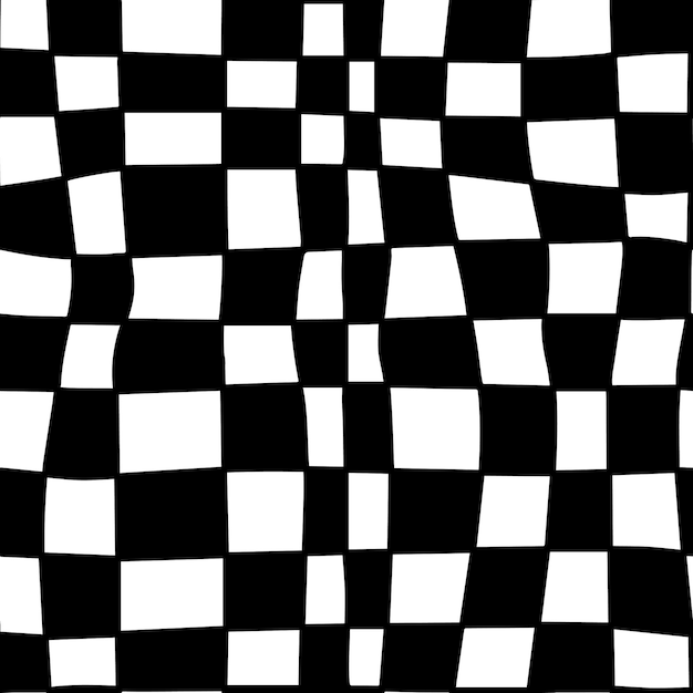 Bianco e nero groovy ondulato fuso psichedelico scacchiera disegnata a mano y2k anni '90 senza cuciture
