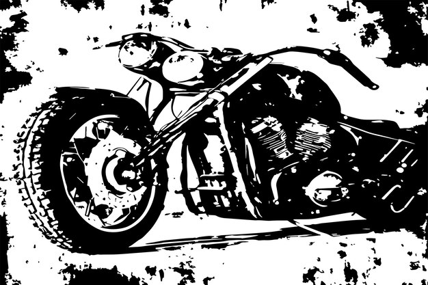 Vector black and white grungy texture of heavy bike or motor bike