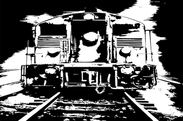 Vettore struttura sgangherata in bianco e nero del treno