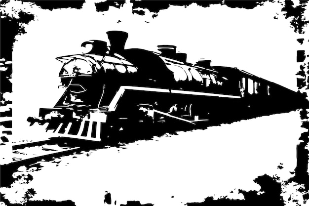 Vector black and white grungy texture of train