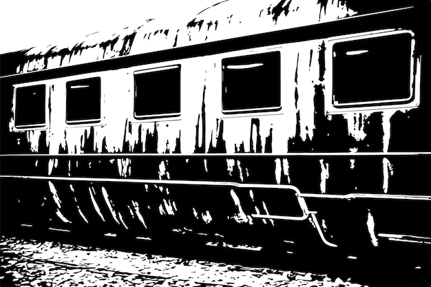 Vettore struttura sgangherata in bianco e nero del treno