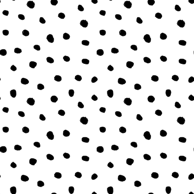 黒と白の手描きの点点のシームレスパターンベクトルポルカドット