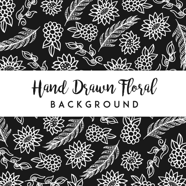 Black and white hand drawn floral background