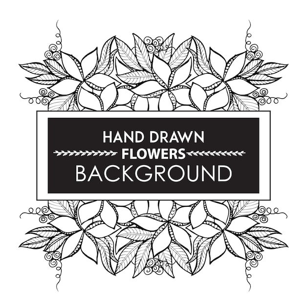 Black and white hand drawn floral frame