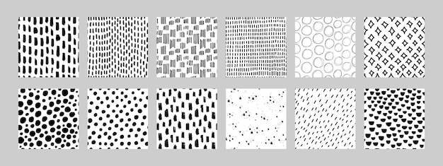 黒と白の手描きのシームレステクスチャー