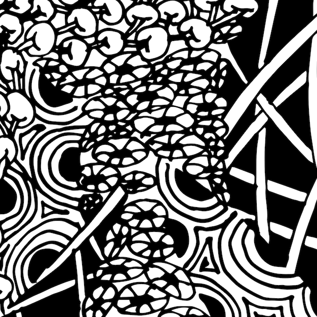 black and white hand drawn zenart illustration