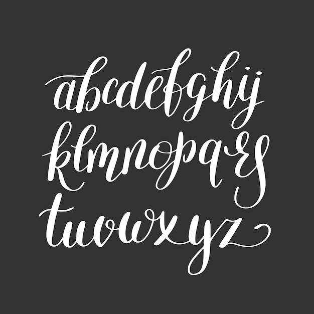 Black and white hand lettering alphabet design handwritten brush script modern calligraphy