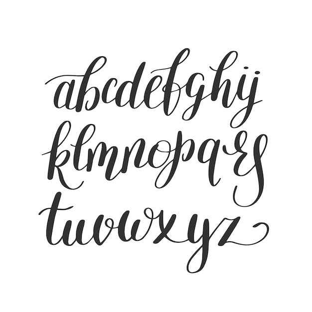 Vector black and white hand lettering alphabet design handwritten brush script modern calligraphy