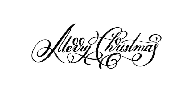 Vector black and white hand lettering inscription merry christmas artistic written for greeting card