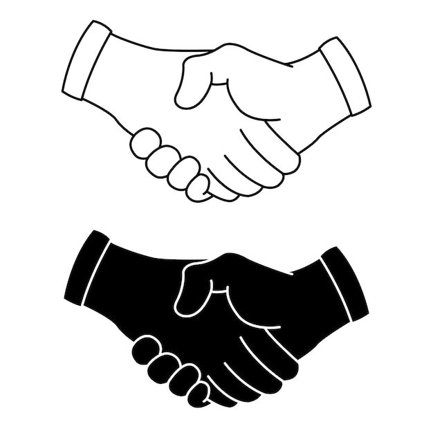 Premium Vector | Black and white handshake icons