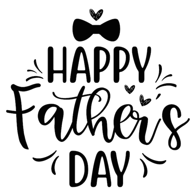 A black and white happy fathers day card with a bow and text that says happy fathers day.