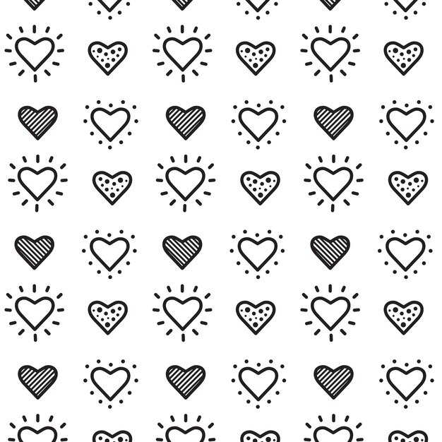 Vettore modello d'amore a forma di cuore bianco e nero illustrazione vettoriale di sfondo
