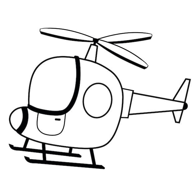 Illustrazione vettoriale di elicottero in bianco e nero