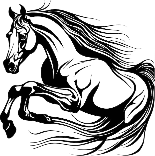 Arte del cavallo bianco e nero