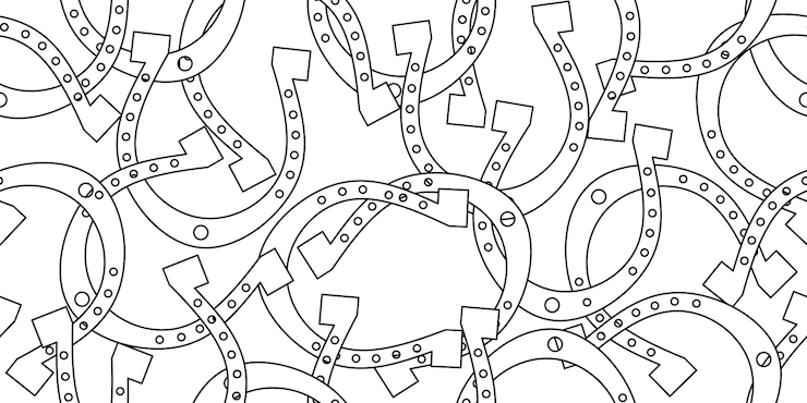 Vector black white horseshoes seamless pattern