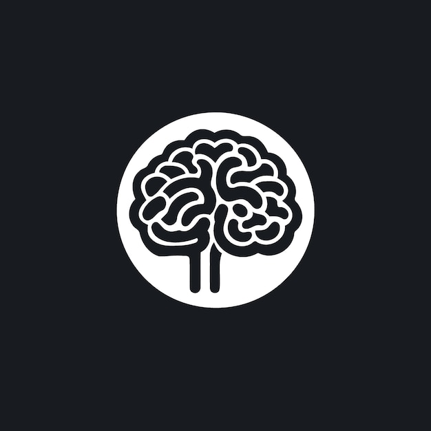 Black and white human brain logo