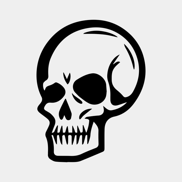 Black and white human skull tattoo design