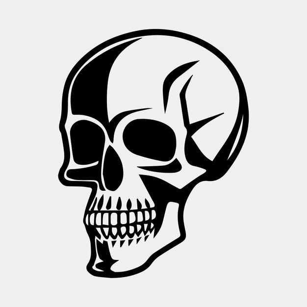 Black and white human skull tattoo design