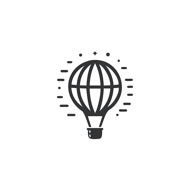 Black and White Icon of a Hot Air Balloon Combined With a Lightbulb Concept