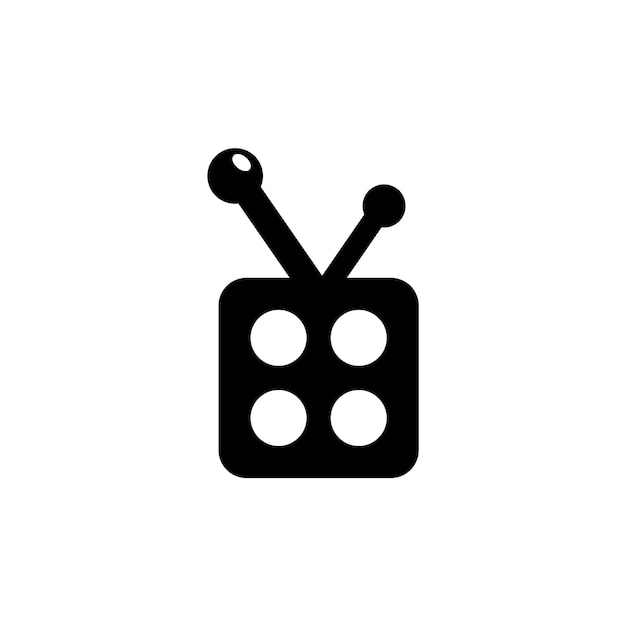 A black and white icon of a radio with four holes.