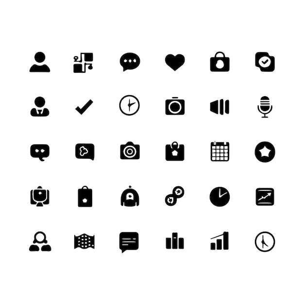 black and white icon set for use
